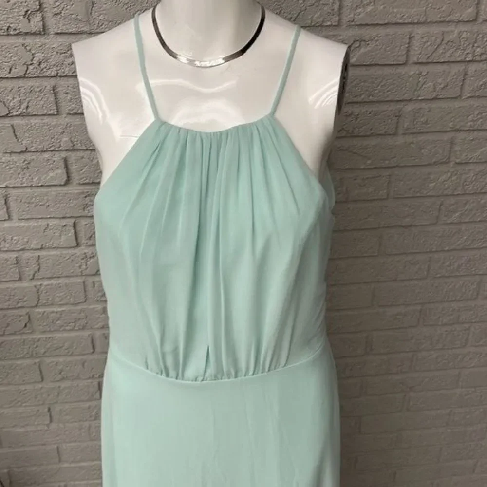 Levkoff Mint High Neckline Sleeveless Maxi Dress / Gown Size 8
